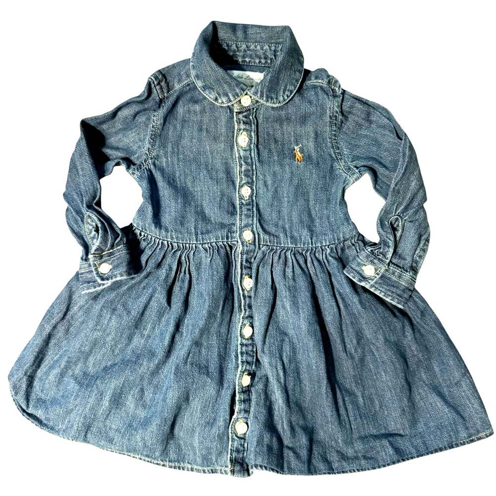 Ralph Lauren Chambray Dress Baby Girls Size 9 Months Fall Old Money Pictures